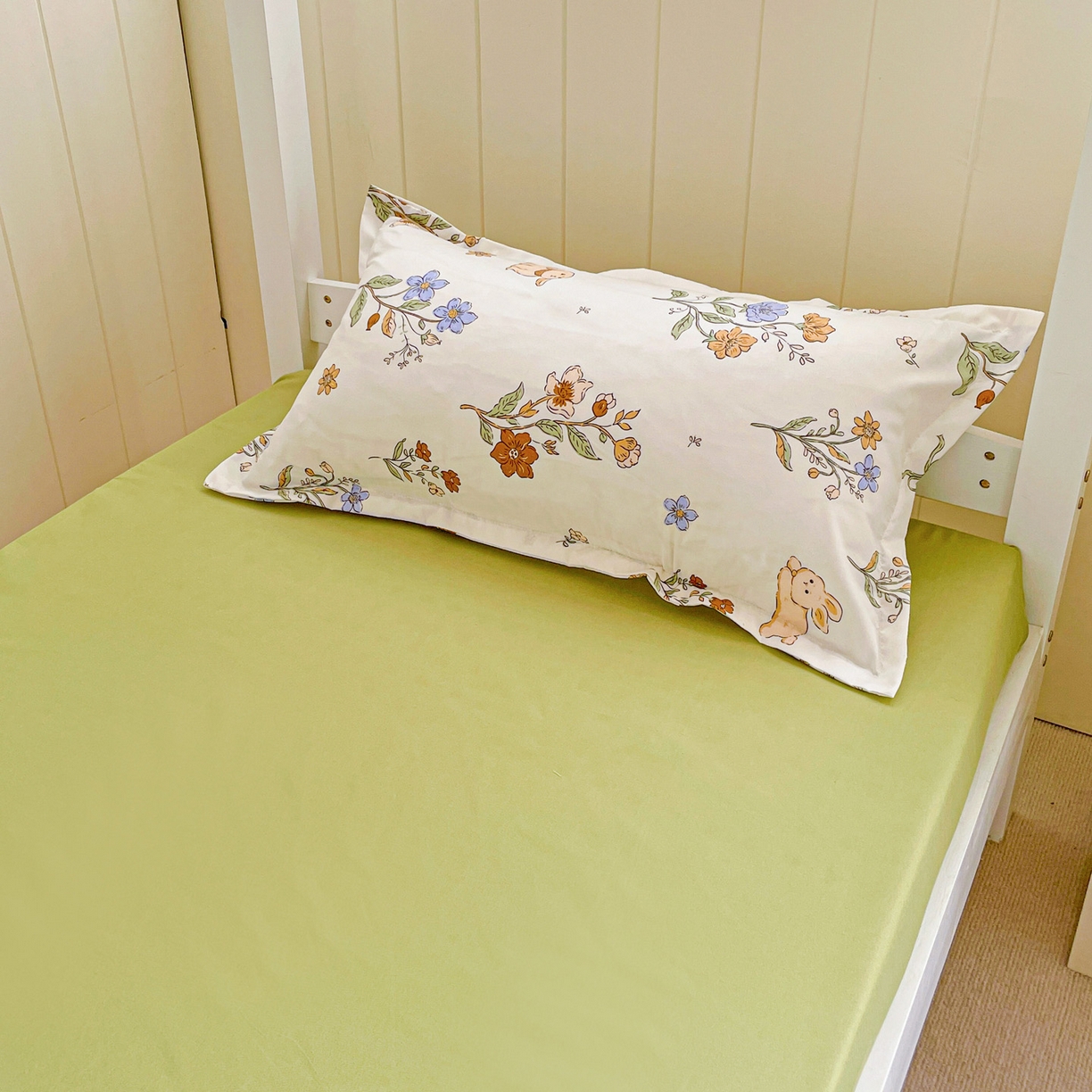 91家纺网 家纺一手货源 找家纺 楠沐家纺 2025新款芦荟棉印花学生宿舍上下铺四件套三件套 花丛兔