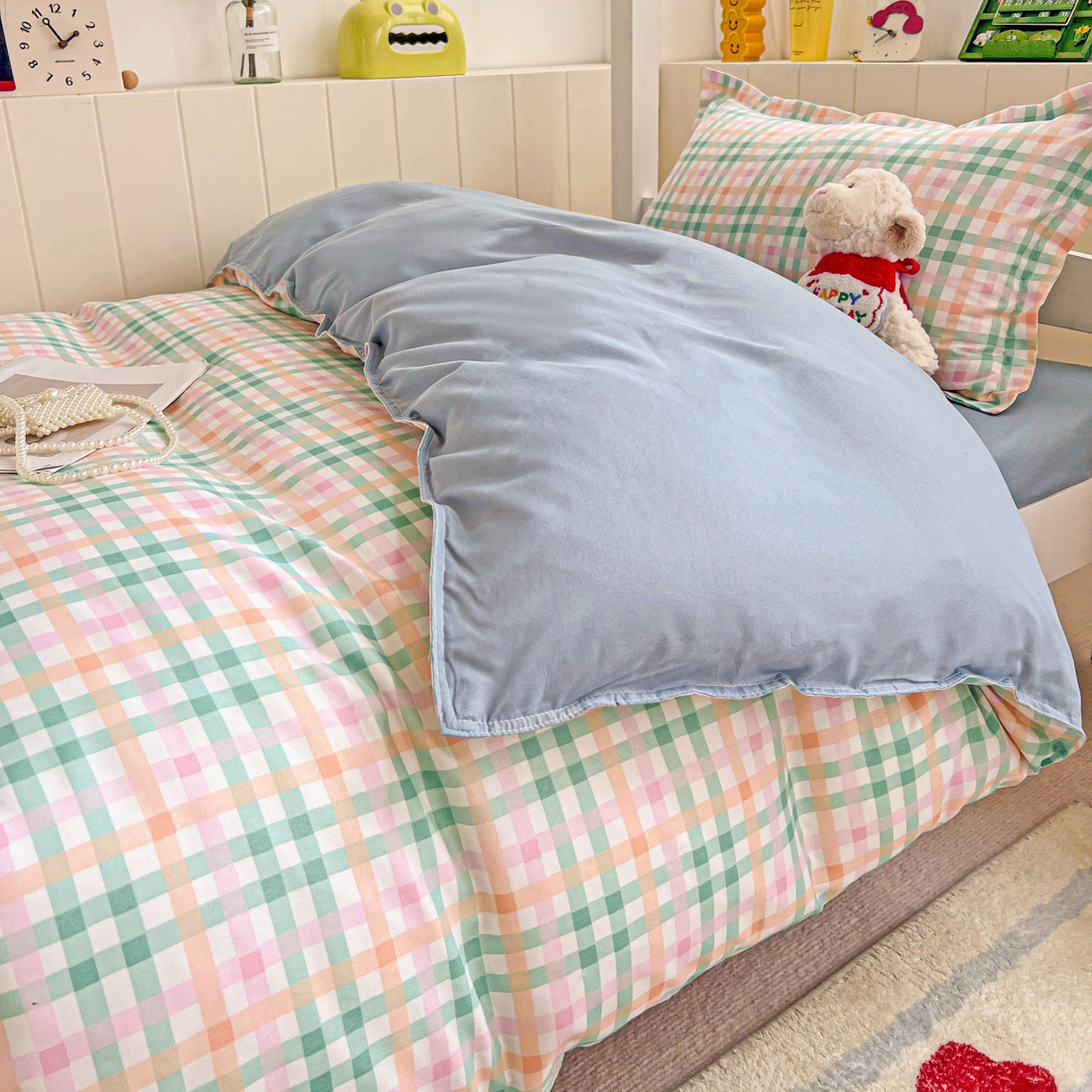 91家纺网 家纺一手货源 找家纺 （总）楠沐家纺 2025新款芦荟棉印花学生宿舍上下铺四件套三件套