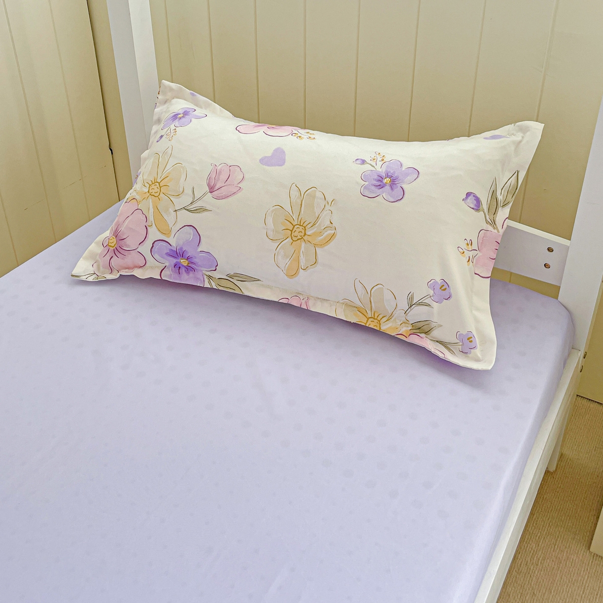 91家纺网 家纺一手货源 找家纺 楠沐家纺 2025新款芦荟棉印花学生宿舍上下铺四件套三件套 春田花卉