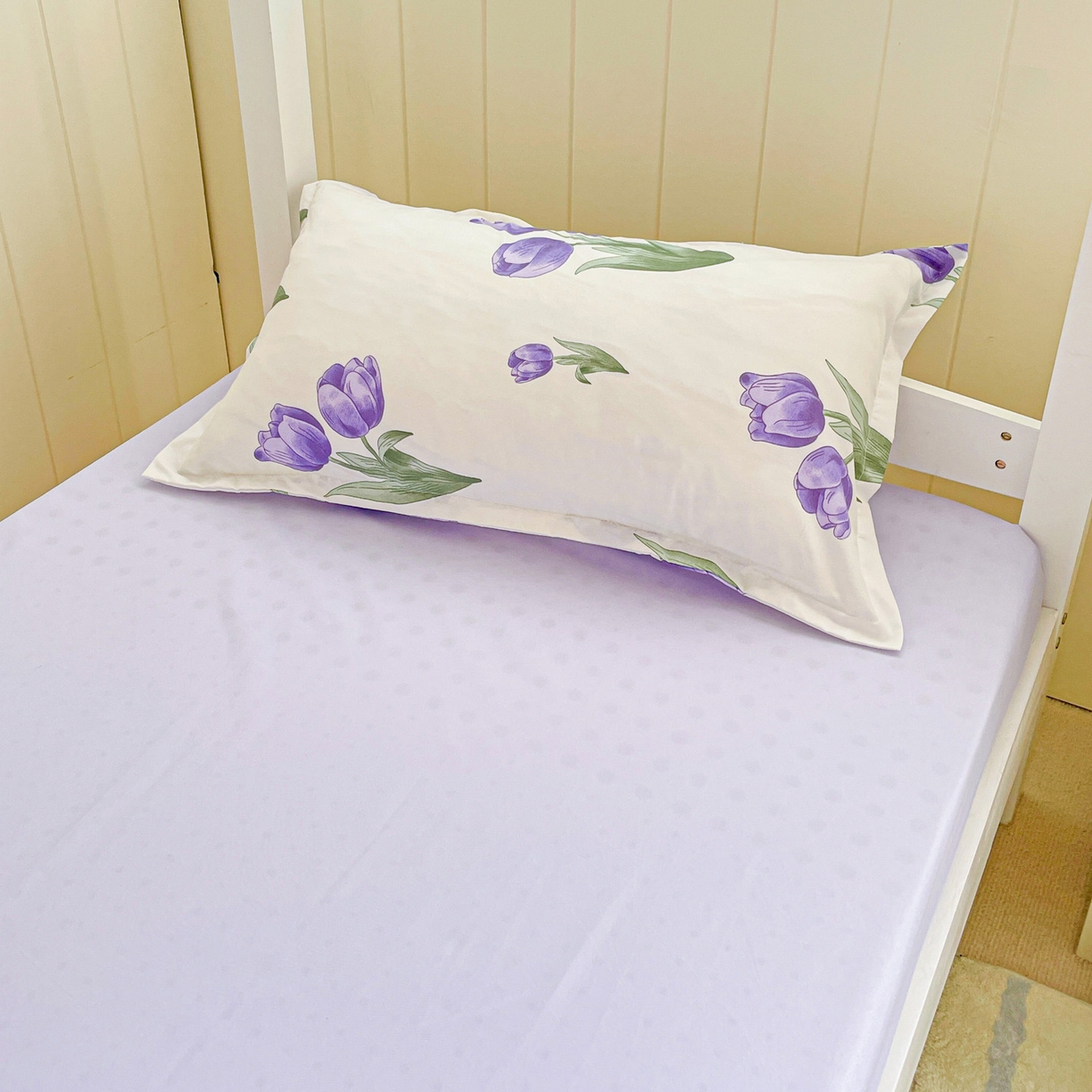 91家纺网 家纺一手货源 找家纺 楠沐家纺 2025新款芦荟棉印花学生宿舍上下铺四件套三件套 紫悦