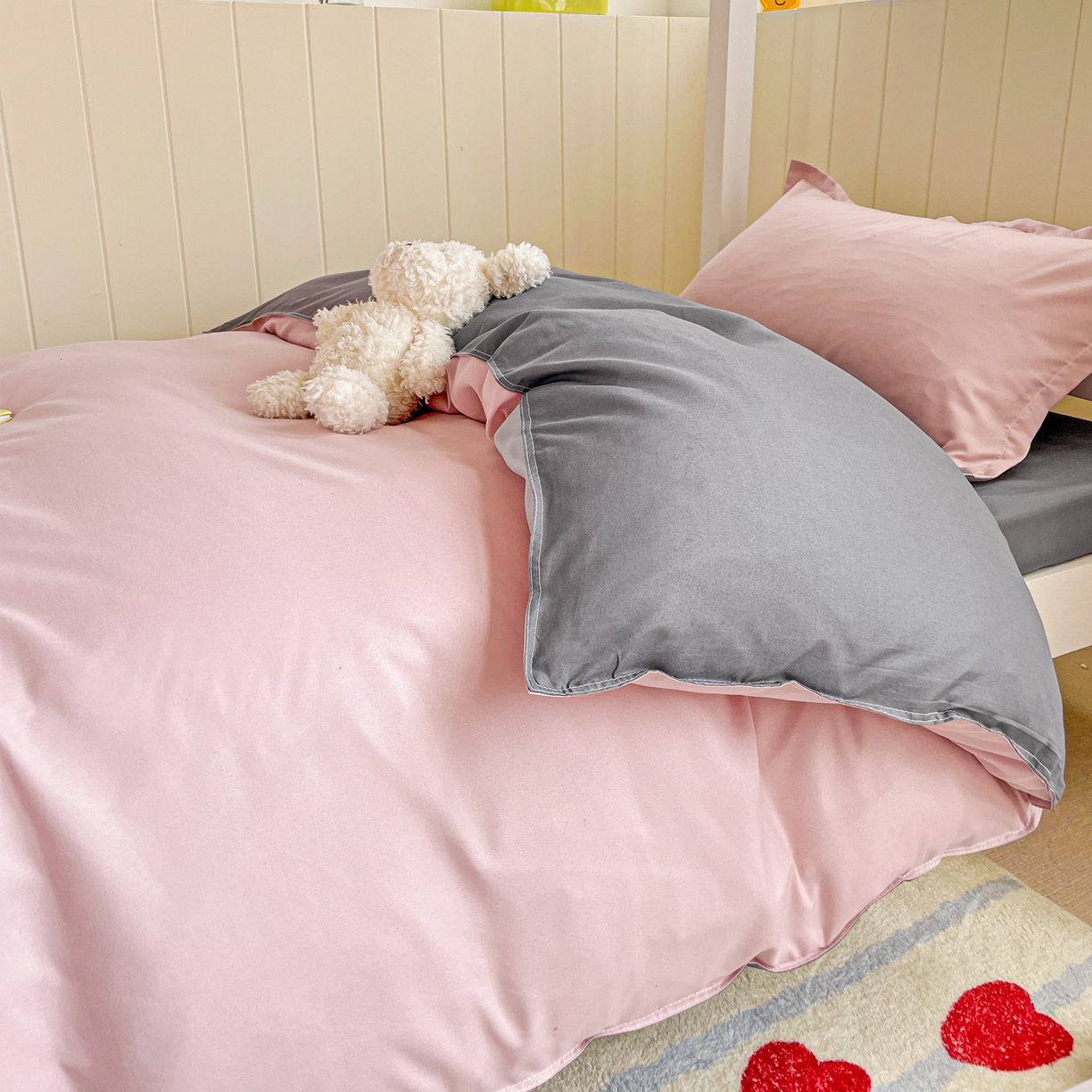 91家纺网 家纺一手货源 找家纺 楠沐家纺 2025新款芦荟棉印花学生宿舍上下铺四件套三件套 血牙深灰