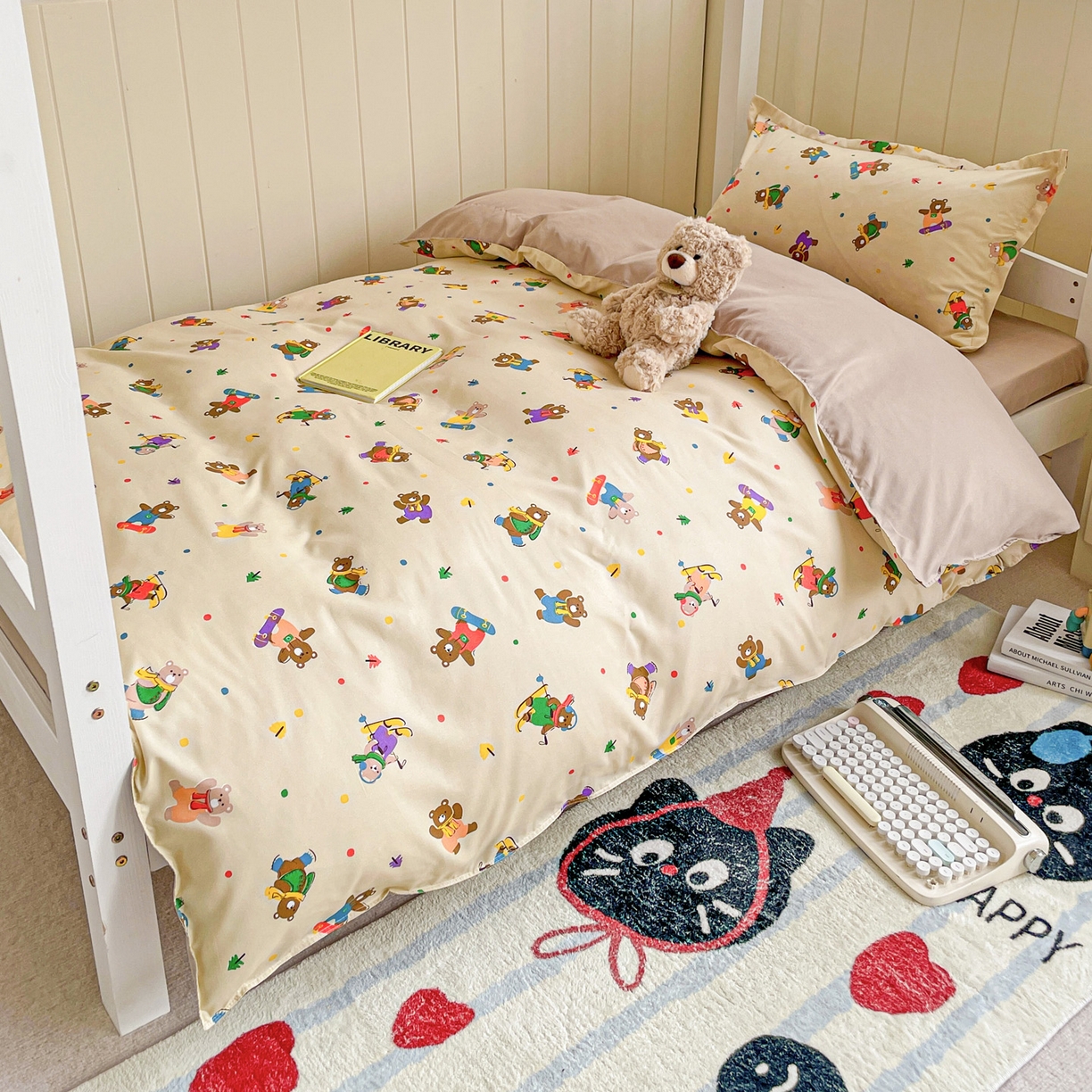 91家纺网 家纺一手货源 找家纺 （总）楠沐家纺 2025新款芦荟棉印花学生宿舍上下铺四件套三件套