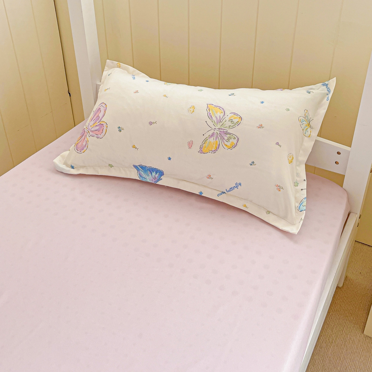 91家纺网 家纺一手货源 找家纺 楠沐家纺 2025新款芦荟棉印花学生宿舍上下铺四件套三件套 蝶舞仙子