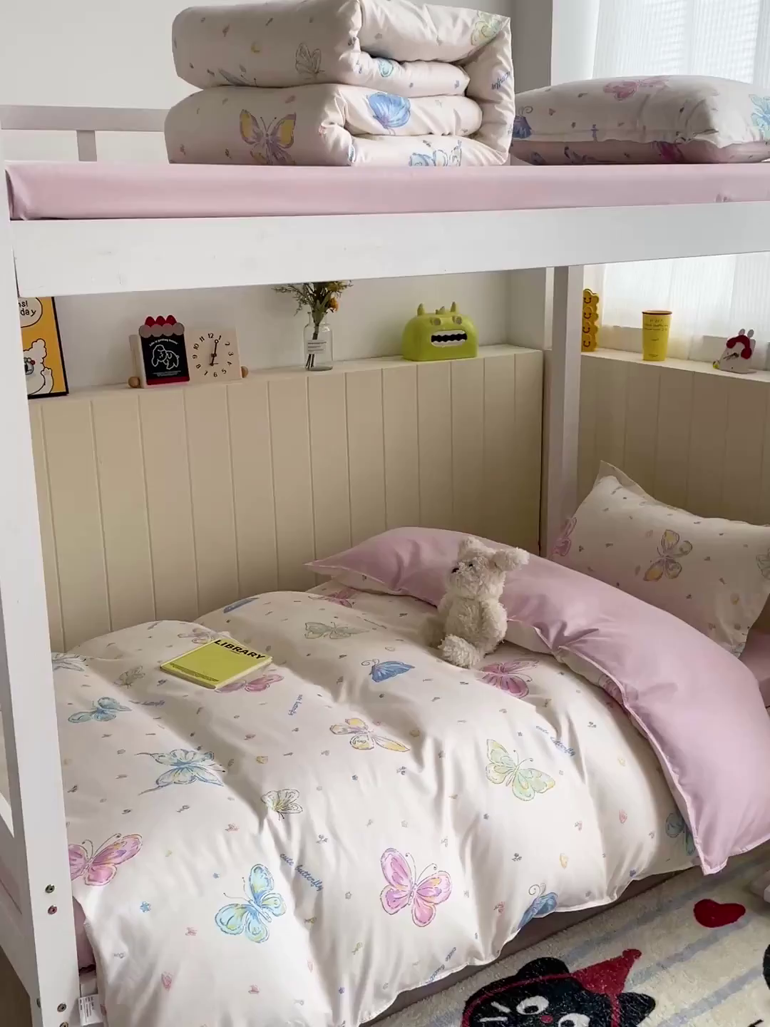 91家纺网 家纺一手货源 找家纺 楠沐家纺 2025新款芦荟棉印花学生宿舍上下铺四件套三件套 蝶舞仙子