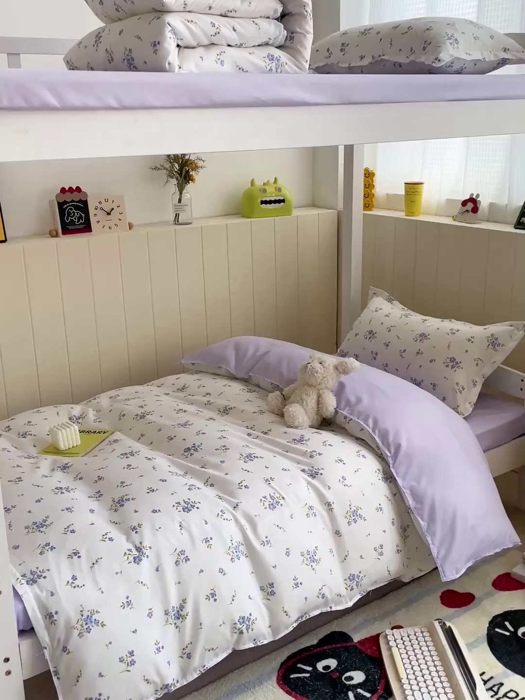 91家纺网 家纺一手货源 找家纺 楠沐家纺 2025新款芦荟棉印花学生宿舍上下铺四件套三件套 紫色浪漫