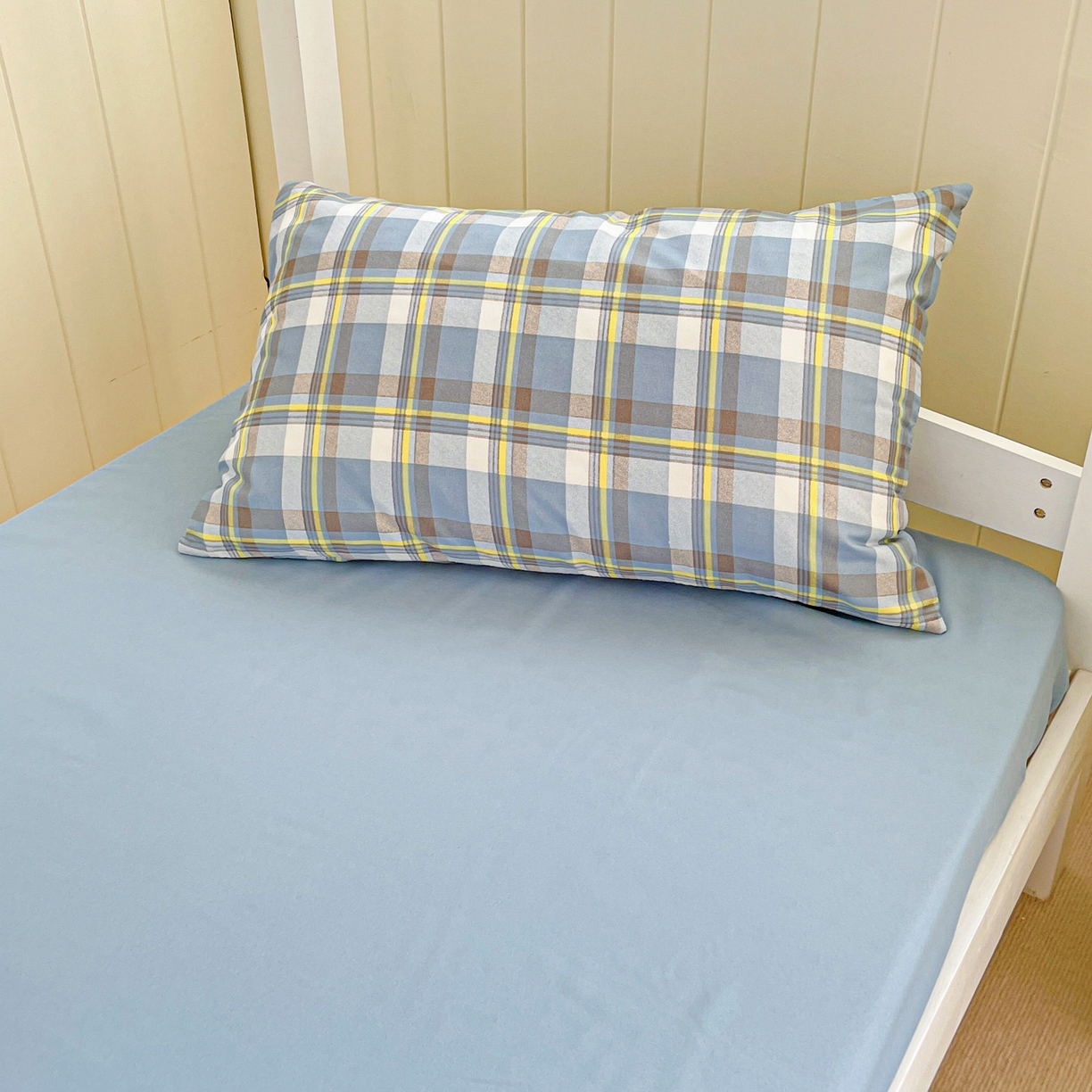 91家纺网 家纺一手货源 找家纺 楠沐家纺 2025新款芦荟棉印花学生宿舍上下铺四件套三件套 炫彩蓝格