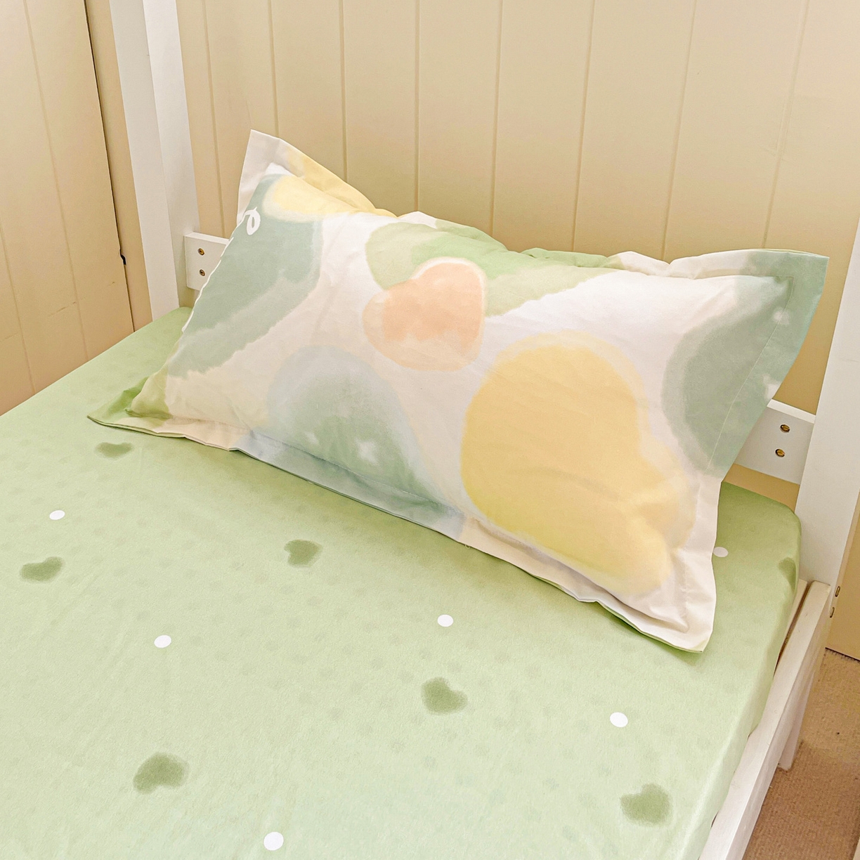 91家纺网 家纺一手货源 找家纺 楠沐家纺 2025新款芦荟棉印花学生宿舍上下铺四件套三件套 幸运心