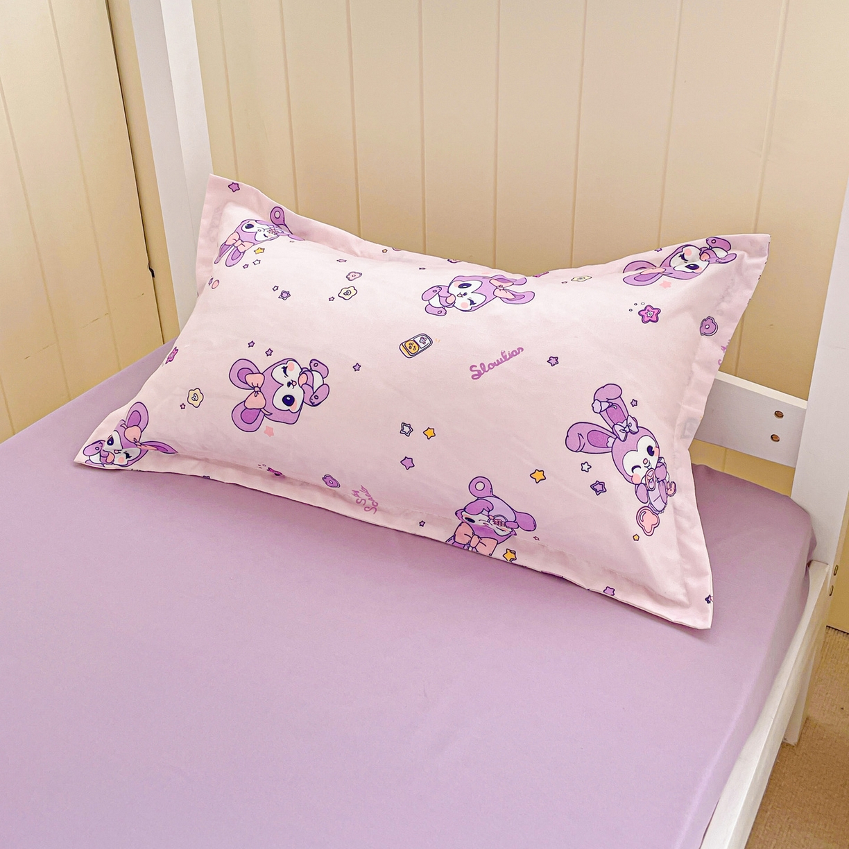 91家纺网 家纺一手货源 找家纺 楠沐家纺 2025新款芦荟棉印花学生宿舍上下铺四件套三件套 星星兔