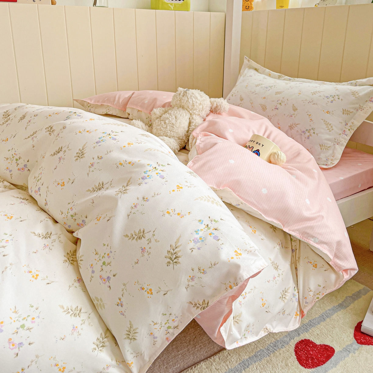 91家纺网 家纺一手货源 找家纺 楠沐家纺 2025新款芦荟棉印花学生宿舍上下铺四件套三件套 水墨花