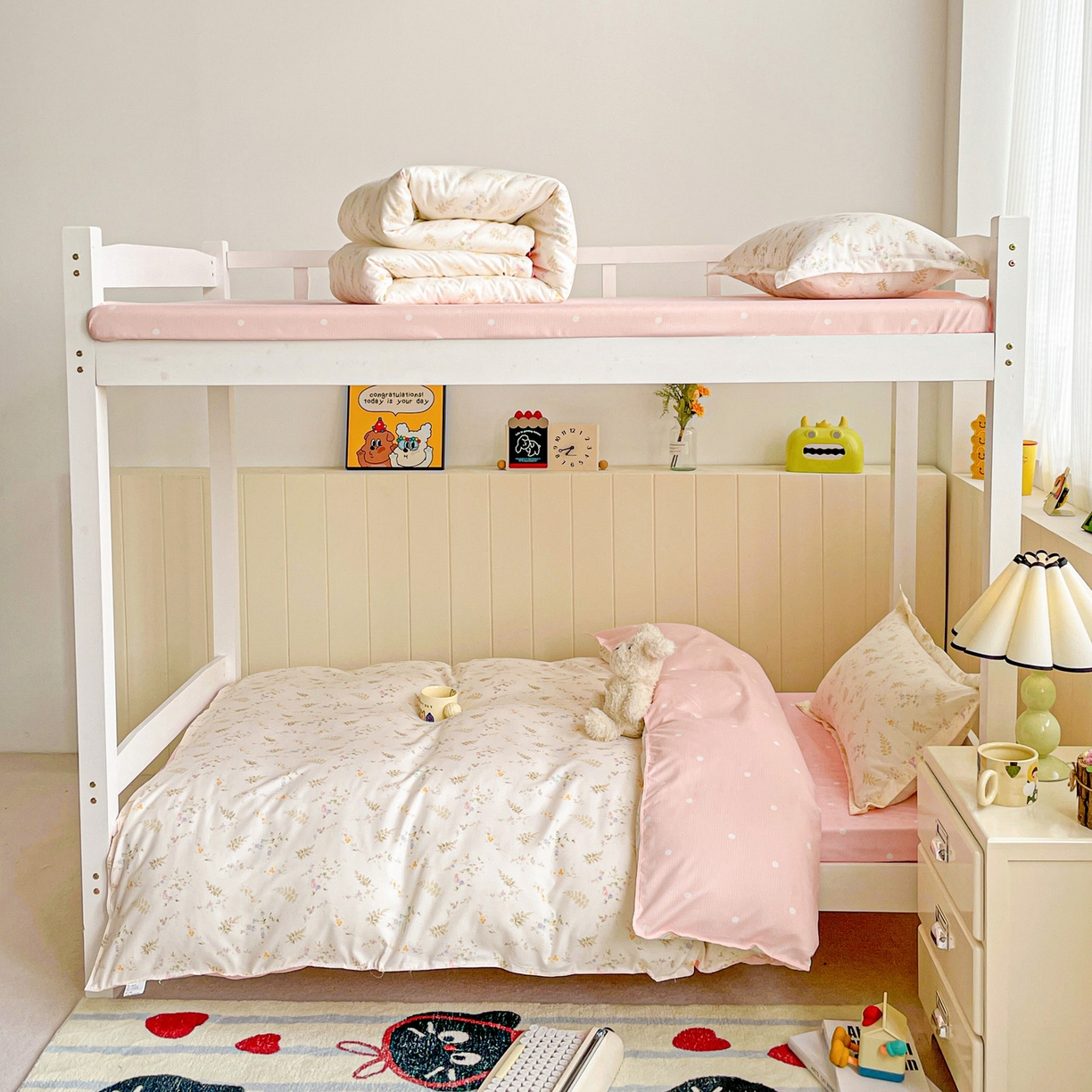 91家纺网 家纺一手货源 找家纺 楠沐家纺 2025新款芦荟棉印花学生宿舍上下铺四件套三件套 水墨花