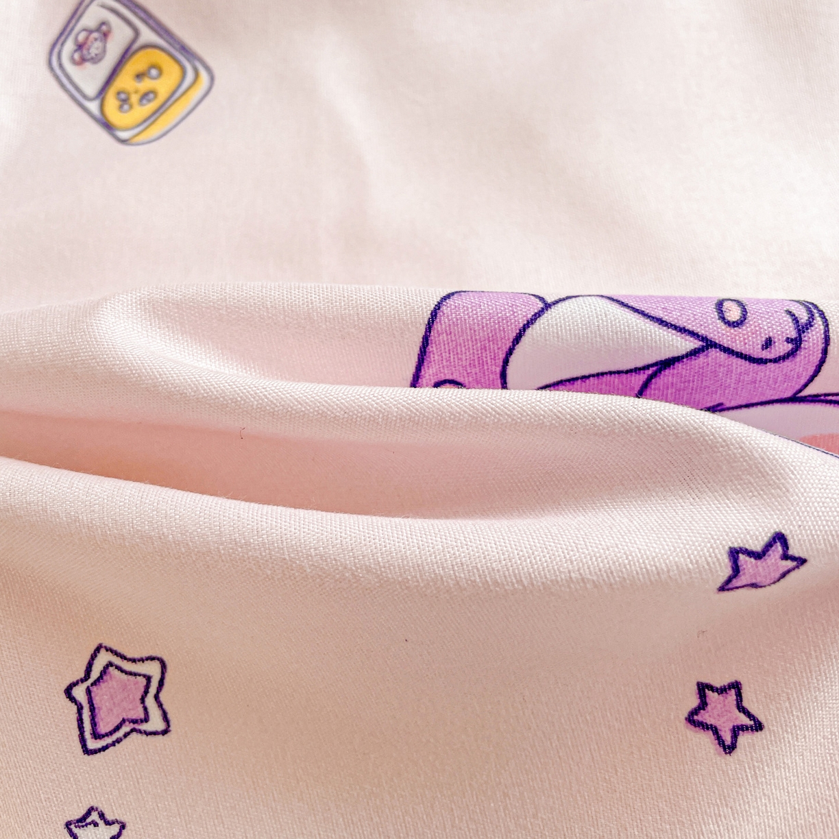 91家纺网 家纺一手货源 找家纺 楠沐家纺 2025新款芦荟棉印花学生宿舍上下铺四件套三件套 星星兔