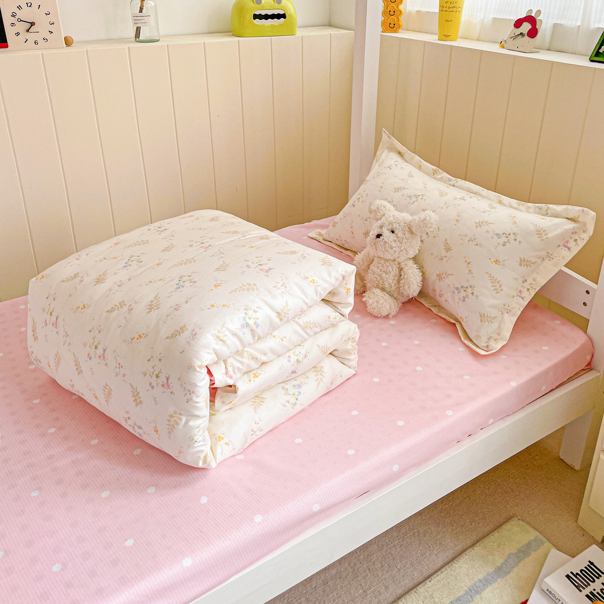 91家纺网 家纺一手货源 找家纺 楠沐家纺 2025新款芦荟棉印花学生宿舍上下铺四件套三件套 水墨花