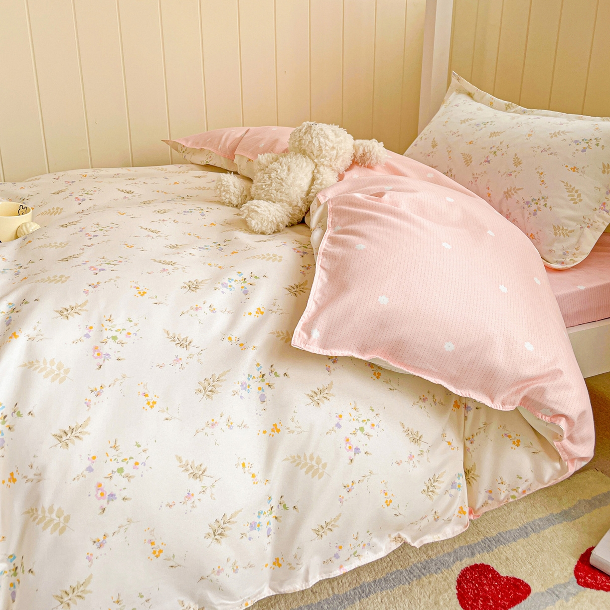 91家纺网 家纺一手货源 找家纺 楠沐家纺 2025新款芦荟棉印花学生宿舍上下铺四件套三件套 水墨花