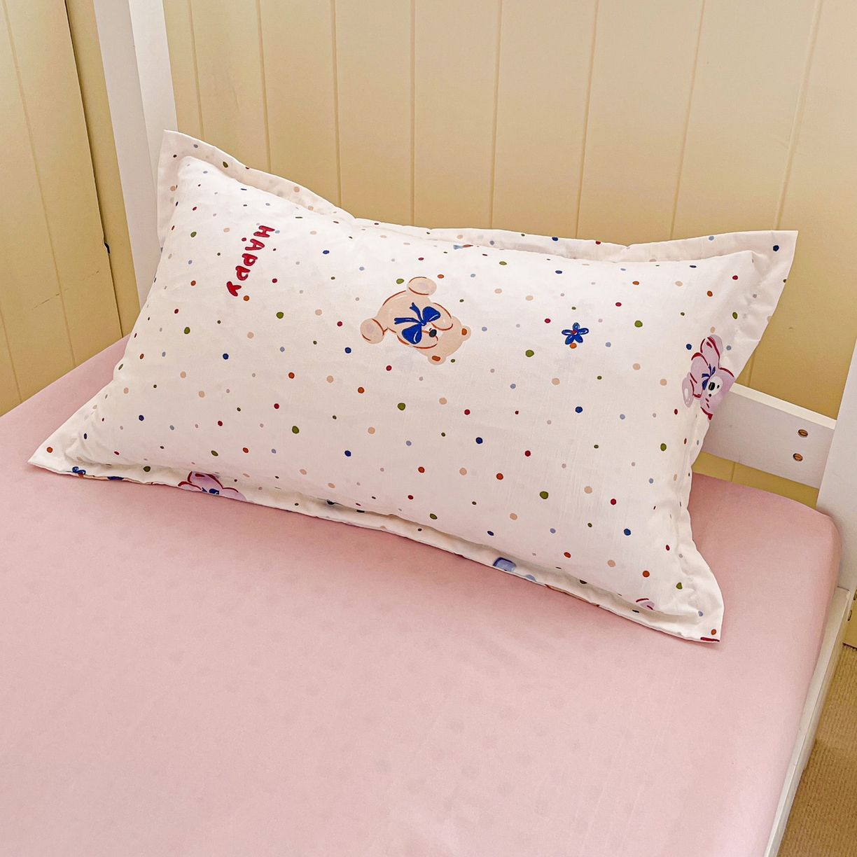 91家纺网 家纺一手货源 找家纺 楠沐家纺 2025新款芦荟棉印花学生宿舍上下铺四件套三件套 哆咪熊