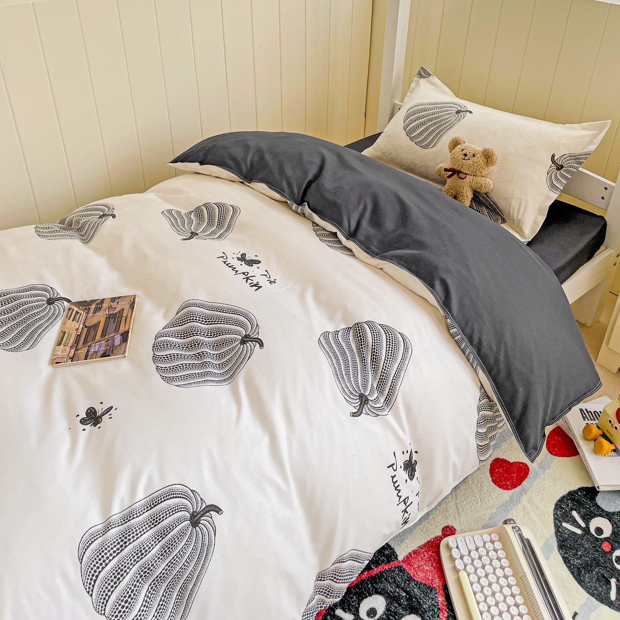 91家纺网 家纺一手货源 找家纺 楠沐家纺 2025新款芦荟棉印花学生宿舍上下铺四件套三件套 南得遇见