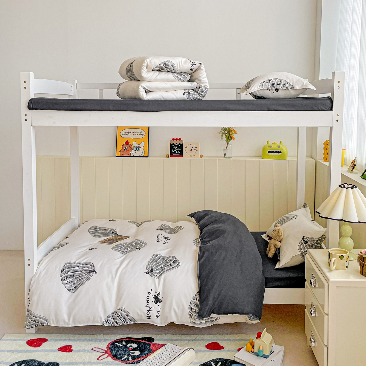 91家纺网 家纺一手货源 找家纺 楠沐家纺 2025新款芦荟棉印花学生宿舍上下铺四件套三件套 南得遇见