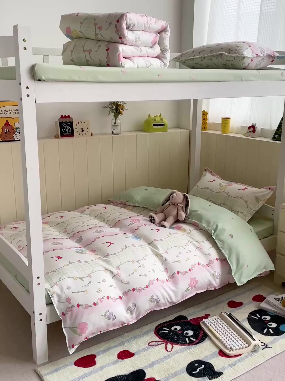 91家纺网 家纺一手货源 找家纺 楠沐家纺 2025新款芦荟棉印花学生宿舍上下铺四件套三件套 秘境花园