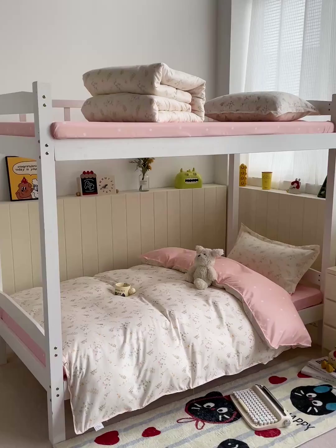 91家纺网 家纺一手货源 找家纺 楠沐家纺 2025新款芦荟棉印花学生宿舍上下铺四件套三件套 水墨花