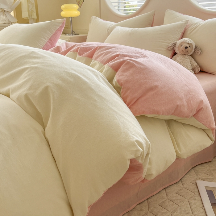 菡宝 【不断货 预留5公分缩水】a类母婴级纯棉全棉色织水洗棉四件套 支持定制定做尺寸 奶昔白可可粉