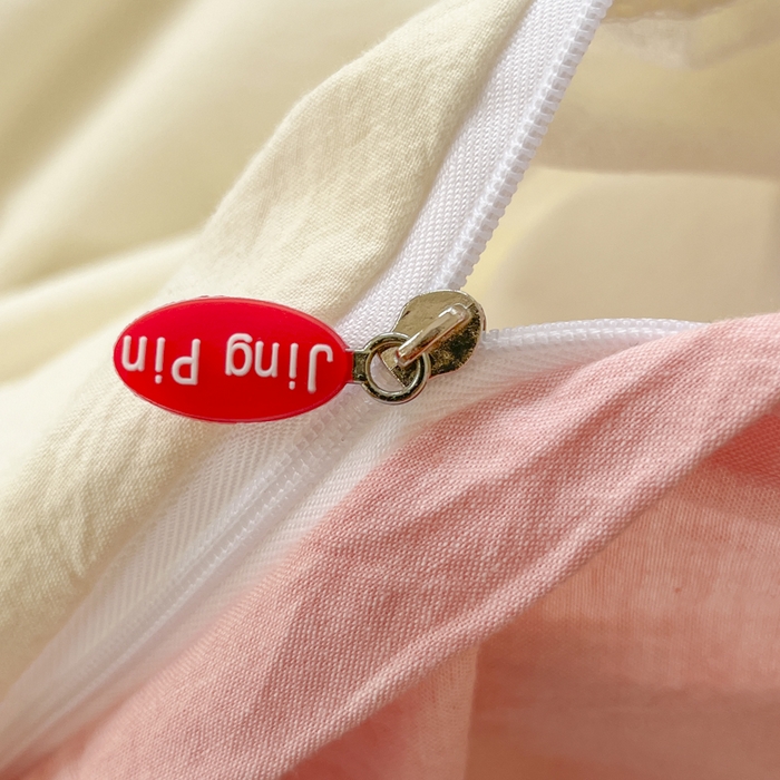 91家纺网 家纺一手货源 找家纺 菡宝 【不断货 预留5公分缩水】a类母婴级纯棉全棉色织水洗棉四件套 支持定制定做尺寸 奶昔白可可粉