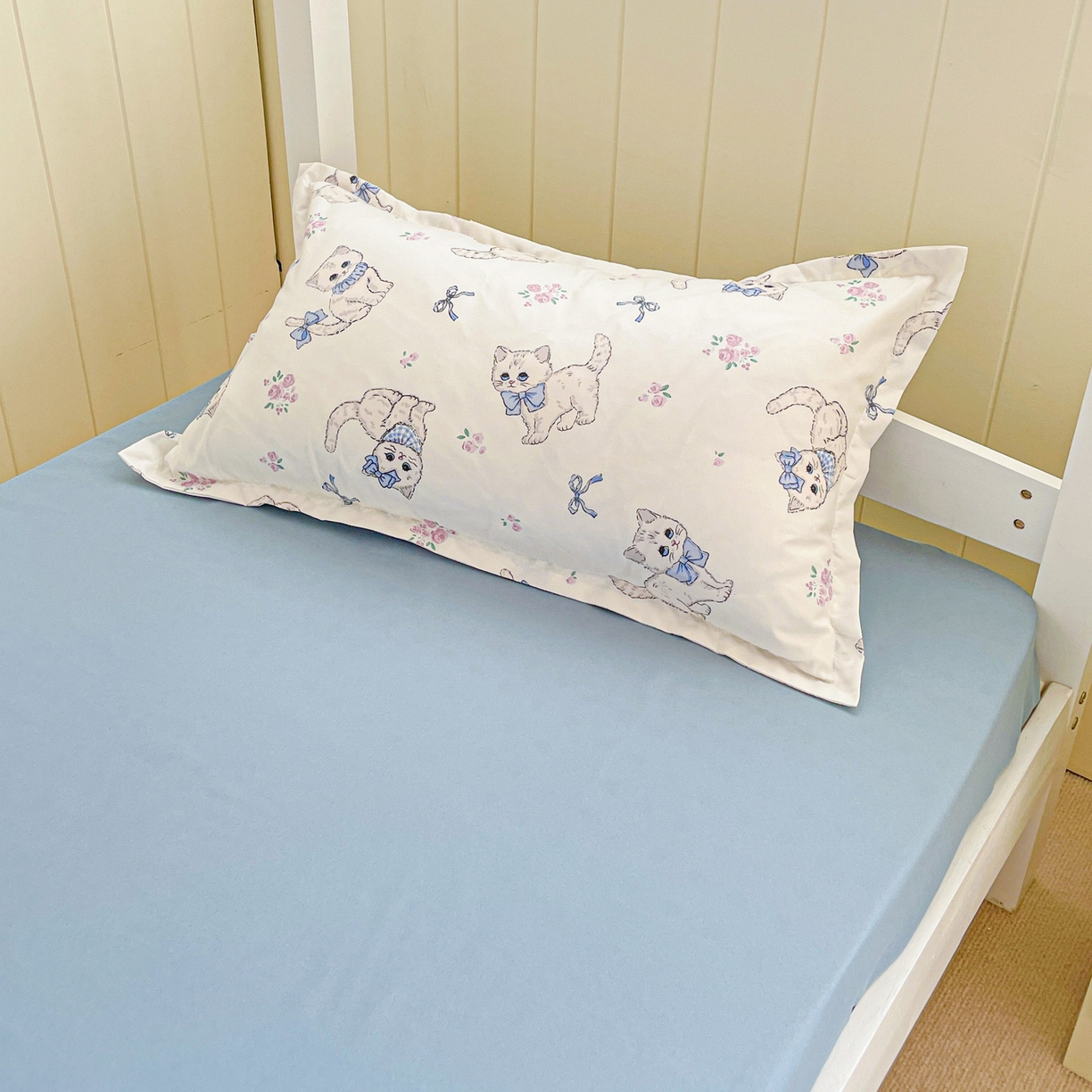 91家纺网 家纺一手货源 找家纺 楠沐家纺 2025新款芦荟棉印花学生宿舍上下铺四件套三件套 猫咪小姐