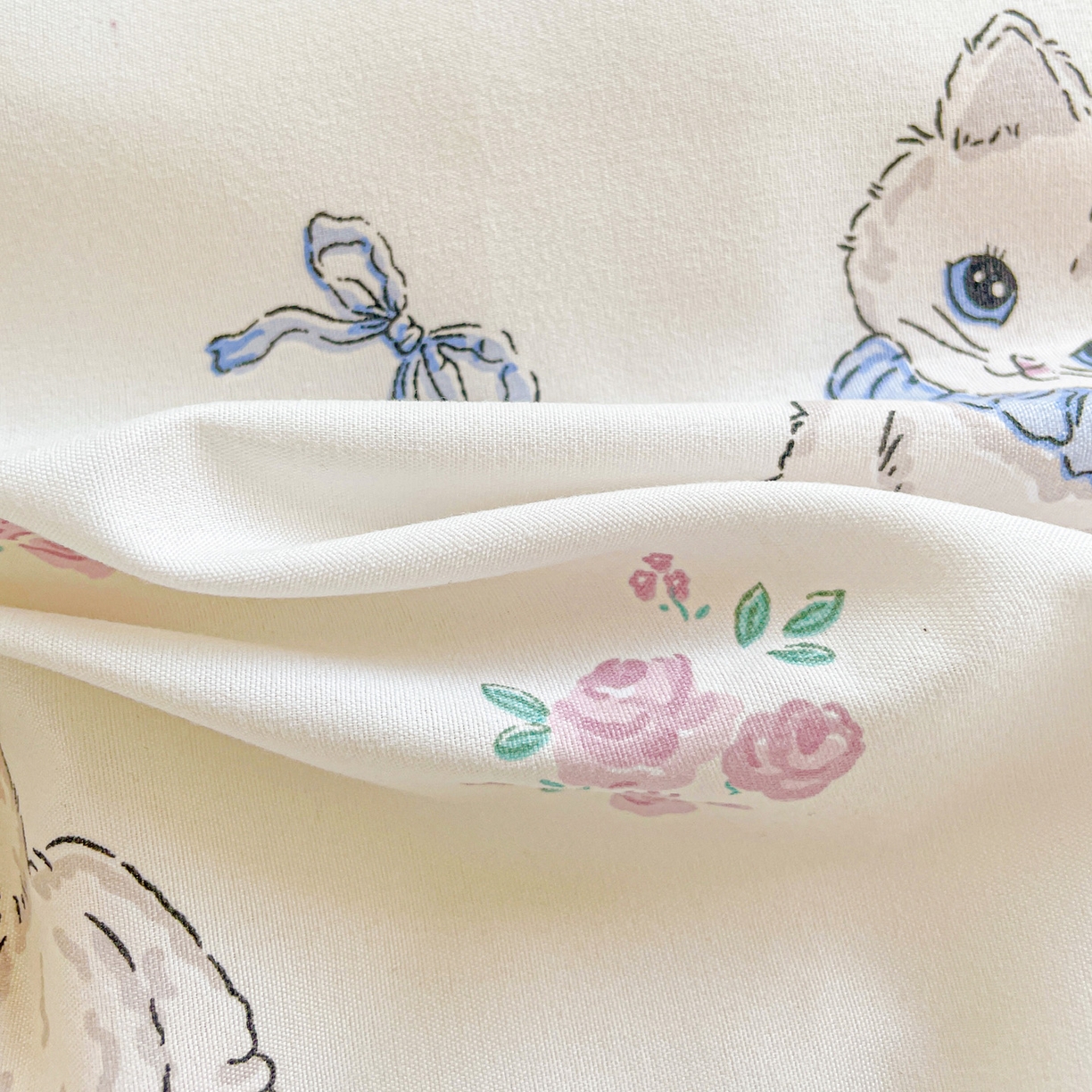 91家纺网 家纺一手货源 找家纺 楠沐家纺 2025新款芦荟棉印花学生宿舍上下铺四件套三件套 猫咪小姐