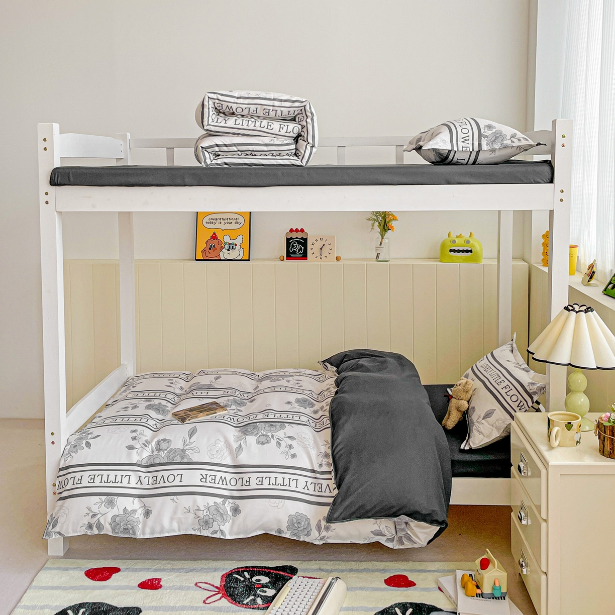 91家纺网 家纺一手货源 找家纺 楠沐家纺 2025新款芦荟棉印花学生宿舍上下铺四件套三件套 山茶花