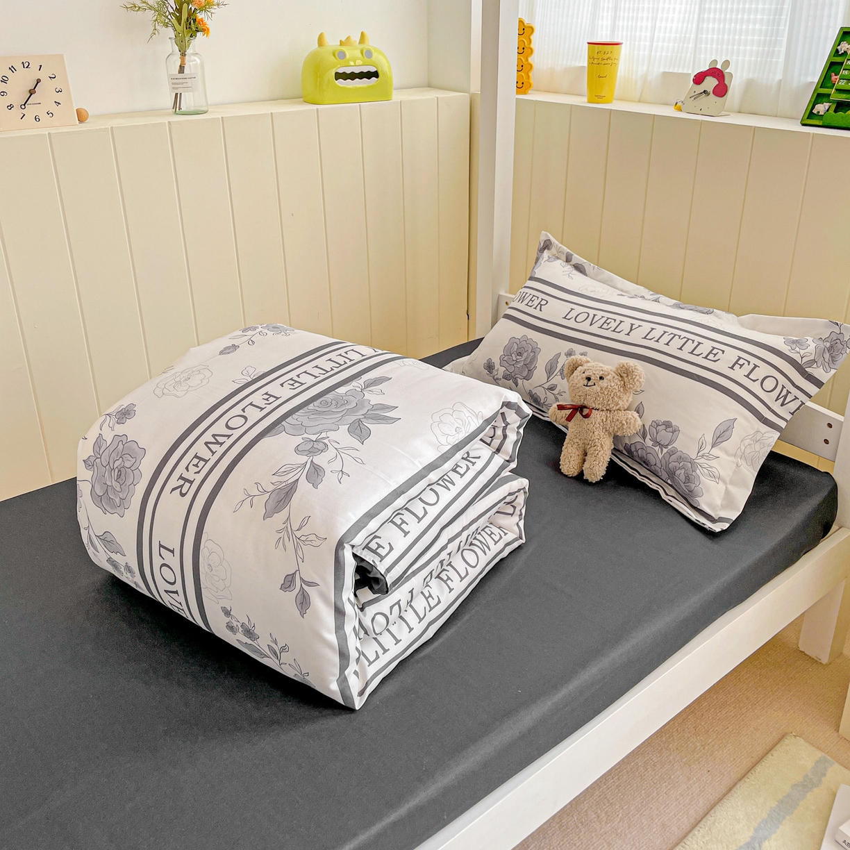 91家纺网 家纺一手货源 找家纺 楠沐家纺 2025新款芦荟棉印花学生宿舍上下铺四件套三件套 山茶花