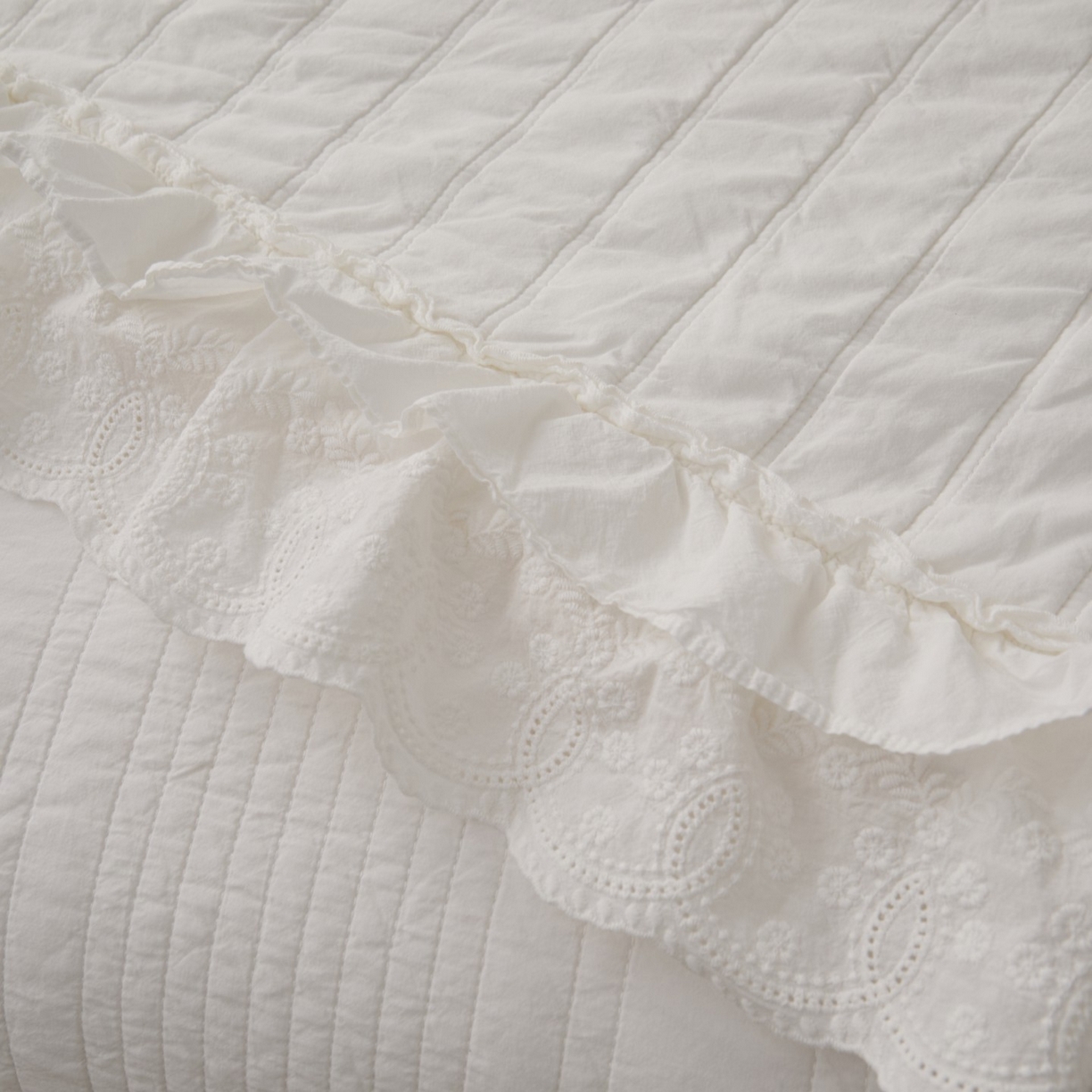 91家纺网 家纺一手货源 找家纺 上喜 2025新款全棉砂洗床盖新升级第五代 白色