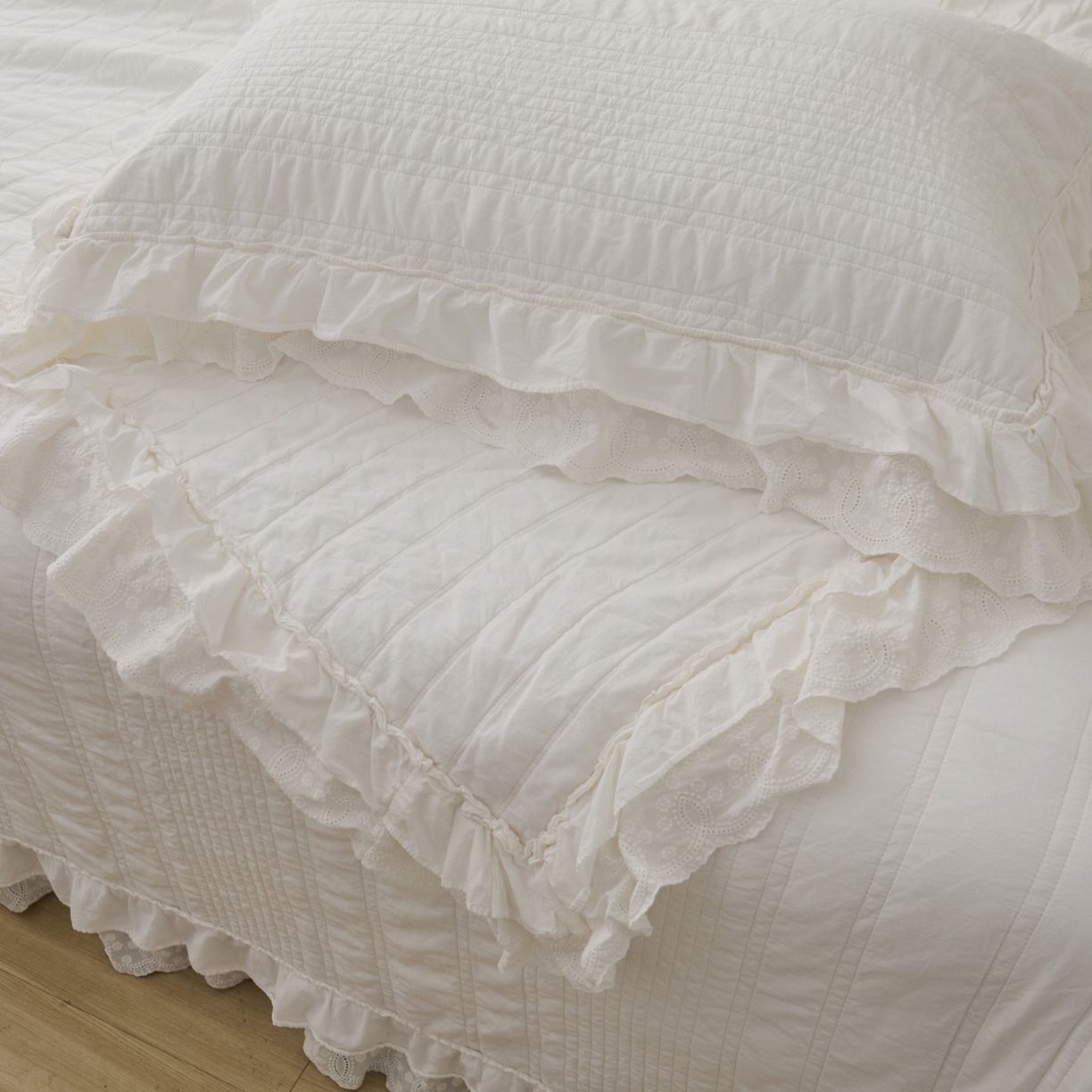 91家纺网 家纺一手货源 找家纺 上喜 2025新款全棉砂洗床盖新升级第五代 白色