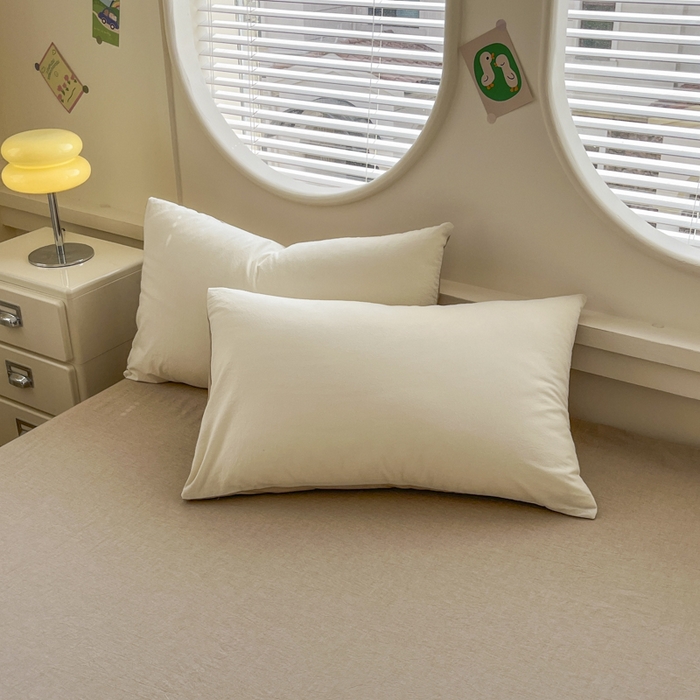 91家纺网 家纺一手货源 找家纺 菡宝 【不断货 预留5公分缩水】a类母婴级纯棉全棉色织水洗棉四件套 支持定制定做尺寸 奶昔白米卡其