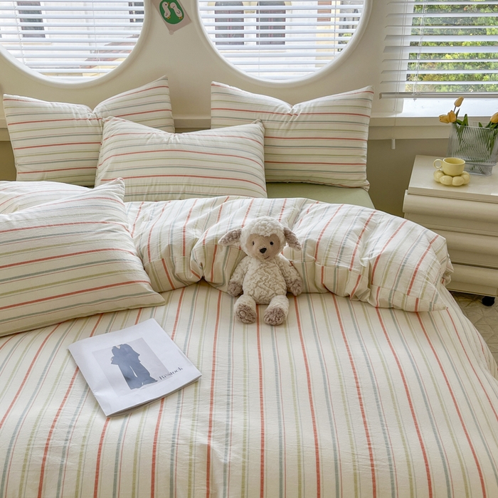 91家纺网 家纺一手货源 找家纺 菡宝 【不断货 预留5公分缩水】a类母婴级纯棉全棉色织水洗棉四件套 支持定制定做尺寸 且乐-绿青年