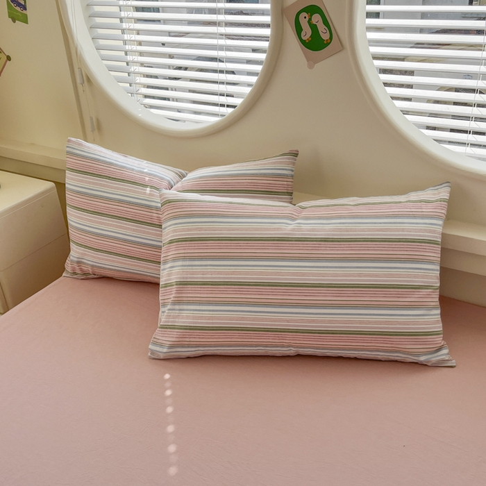 91家纺网 家纺一手货源 找家纺 菡宝 【不断货 预留5公分缩水】a类母婴级纯棉全棉色织水洗棉四件套 支持定制定做尺寸 夏沫-可可粉