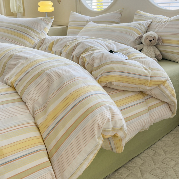 菡宝 【不断货 预留5公分缩水】a类母婴级纯棉全棉色织水洗棉四件套 支持定制定做尺寸 夏沫-可可绿