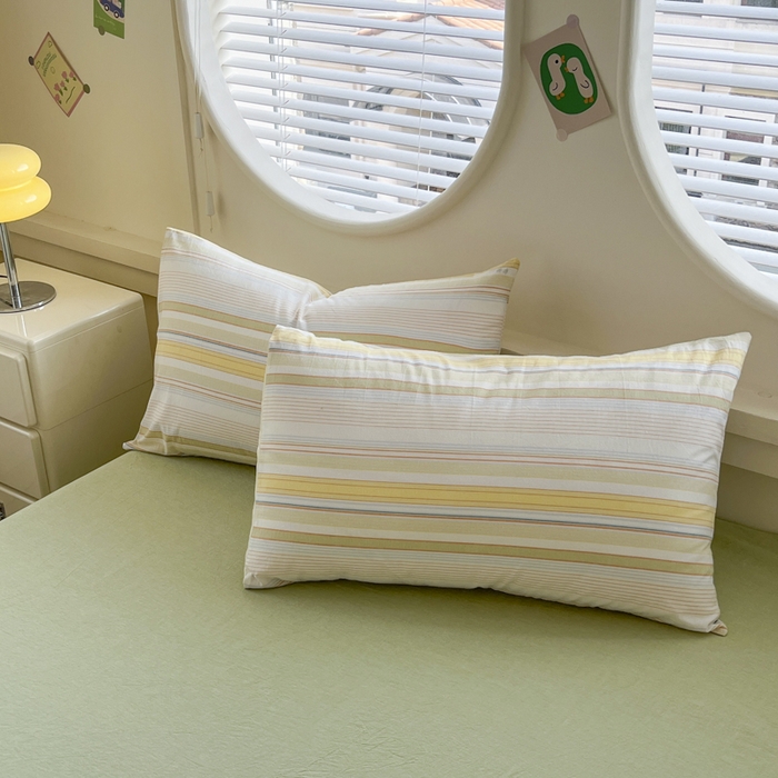 91家纺网 家纺一手货源 找家纺 菡宝 【不断货 预留5公分缩水】a类母婴级纯棉全棉色织水洗棉四件套 支持定制定做尺寸 夏沫-可可绿