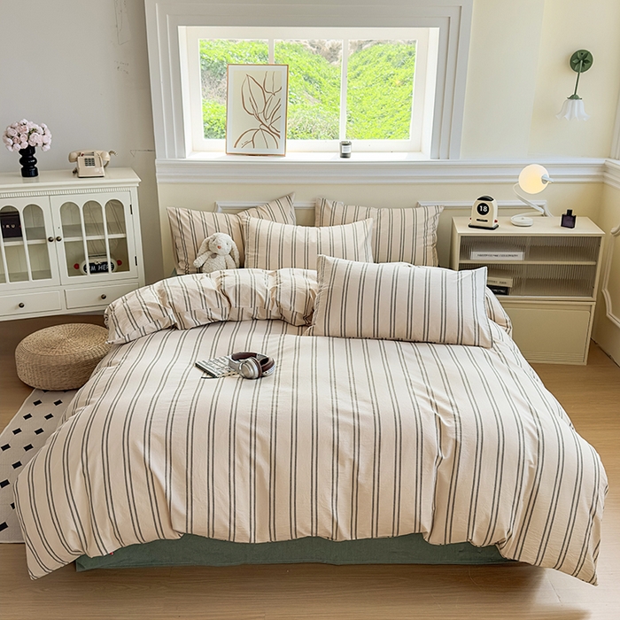 91家纺网 家纺一手货源 找家纺 菡宝 【不断货 预留5公分缩水】a类母婴级纯棉全棉色织水洗棉四件套 支持定制定做尺寸 中古绿条