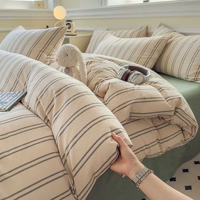 91家纺网 家纺一手货源 找家纺 菡宝 【不断货 预留5公分缩水】a类母婴级纯棉全棉色织水洗棉四件套 支持定制定做尺寸 中古绿条