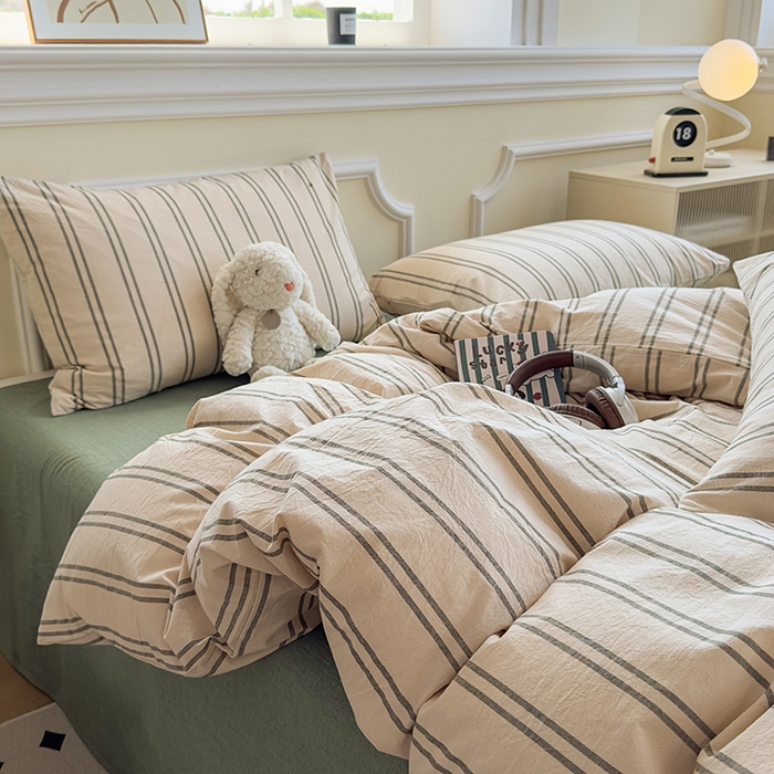 91家纺网 家纺一手货源 找家纺 菡宝 【不断货 预留5公分缩水】a类母婴级纯棉全棉色织水洗棉四件套 支持定制定做尺寸 中古绿条