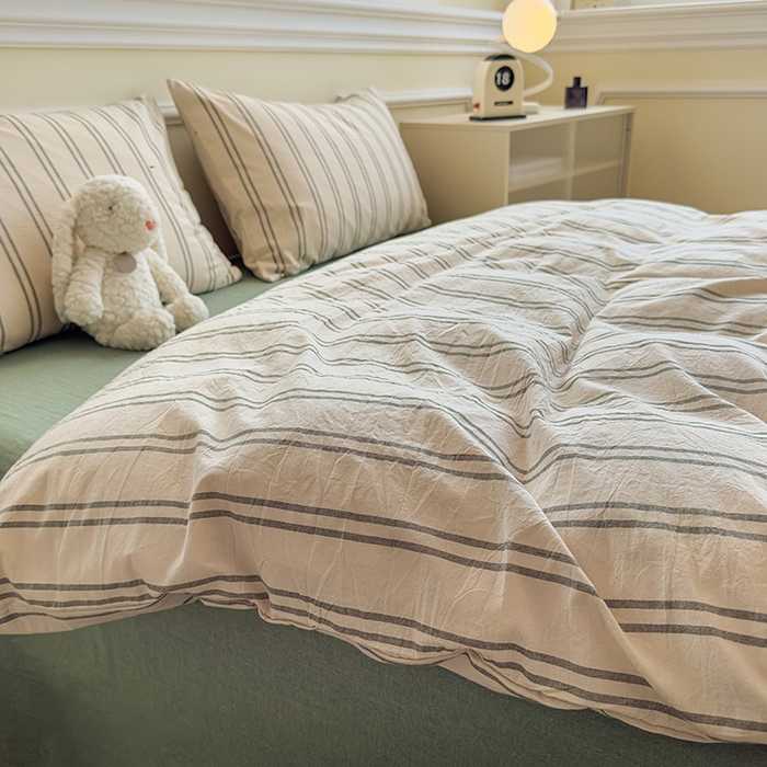 91家纺网 家纺一手货源 找家纺 菡宝 【不断货 预留5公分缩水】a类母婴级纯棉全棉色织水洗棉四件套 支持定制定做尺寸 中古绿条