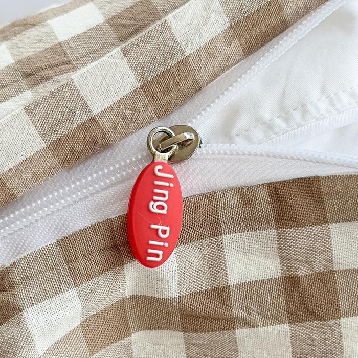 91家纺网 家纺一手货源 找家纺 菡宝 【不断货 预留5公分缩水】a类母婴级纯棉全棉色织水洗棉四件套 支持定制定做尺寸 棕小格