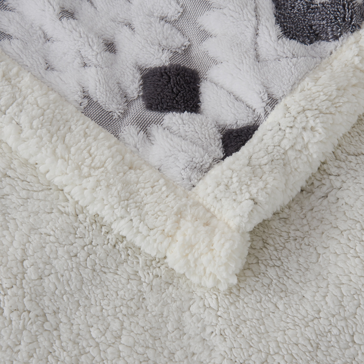 91家纺网 家纺一手货源 找家纺 枋梢家纺 2025新款阳离子羊羔绒毛毯盖毯毯子波西米亚系列 菱格-浅灰