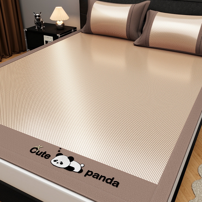 91家纺网 家纺一手货源 找家纺 莱家富 2025新款轻柔丝凉席冰丝席-嘟嘟熊 素雅咖-床席