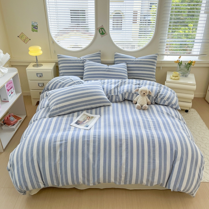 91家纺网 家纺一手货源 找家纺 菡宝 【不断货 预留5公分缩水】a类母婴级纯棉被罩全棉色织水洗棉被套单件 支持定制定做尺寸 赫本-海盐蓝