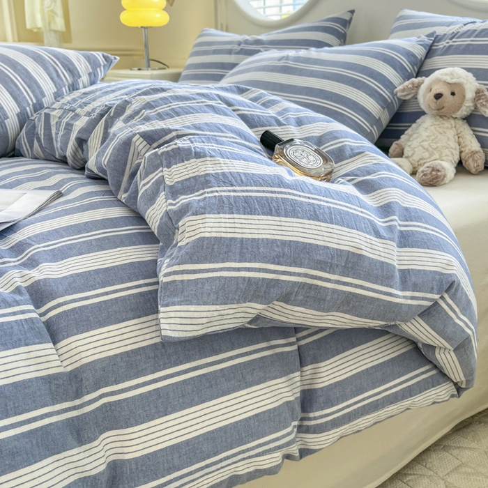 91家纺网 家纺一手货源 找家纺 菡宝 【不断货 预留5公分缩水】a类母婴级纯棉被罩全棉色织水洗棉被套单件 支持定制定做尺寸 赫本-海盐蓝