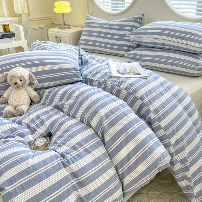 91家纺网 家纺一手货源 找家纺 菡宝 【不断货 预留5公分缩水】a类母婴级纯棉被罩全棉色织水洗棉被套单件 支持定制定做尺寸 赫本-海盐蓝