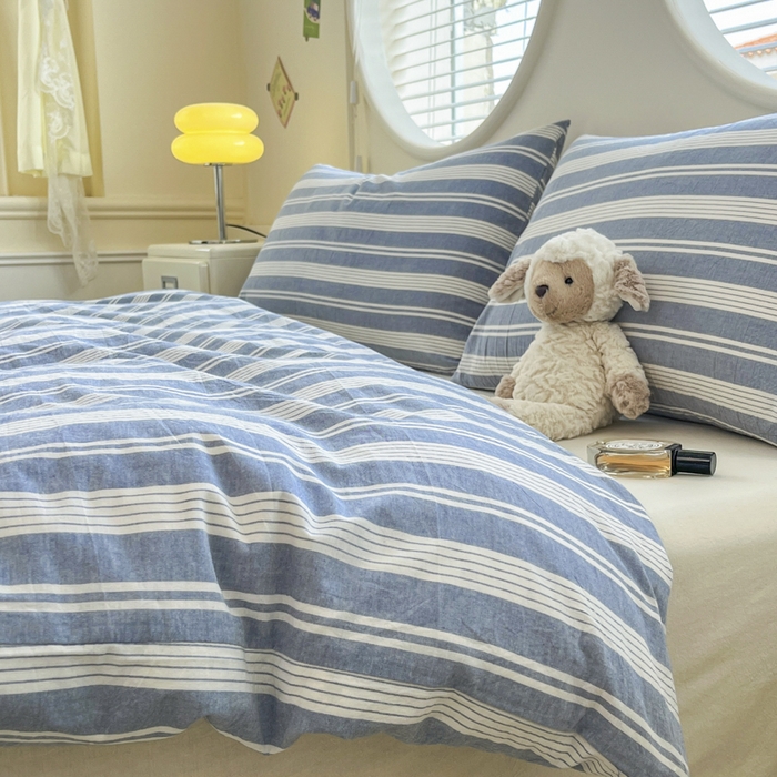 91家纺网 家纺一手货源 找家纺 菡宝 【不断货 预留5公分缩水】a类母婴级纯棉被罩全棉色织水洗棉被套单件 支持定制定做尺寸 赫本-海盐蓝