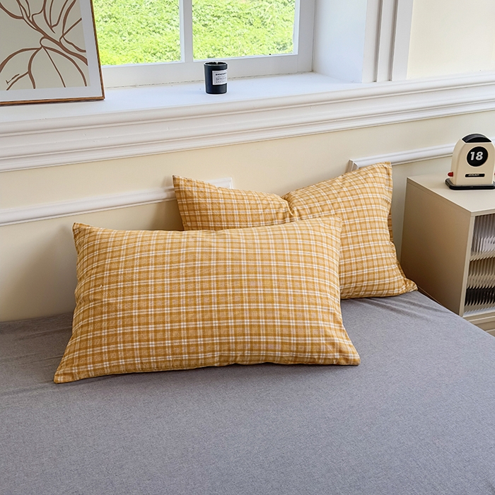 91家纺网 家纺一手货源 找家纺 菡宝 【不断货 预留5公分缩水】a类母婴级纯棉被罩全棉色织水洗棉被套单件 支持定制定做尺寸 黄格调