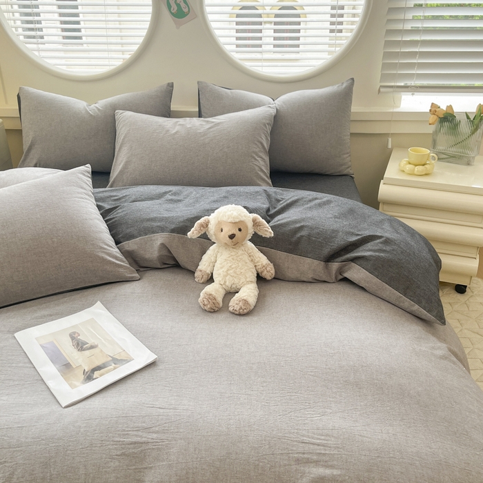 91家纺网 家纺一手货源 找家纺 菡宝 【不断货 预留5公分缩水】a类母婴级纯棉被罩全棉色织水洗棉被套单件 支持定制定做尺寸 简约灰色