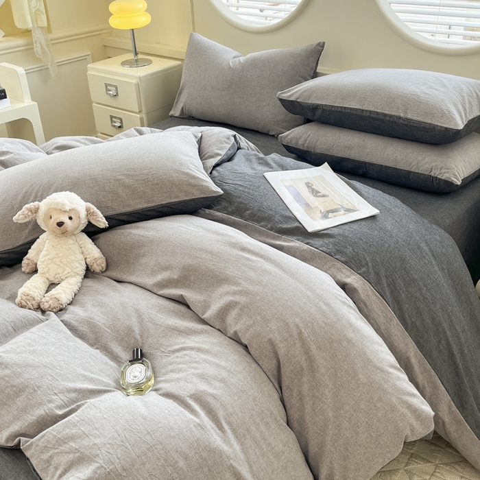 91家纺网 家纺一手货源 找家纺 菡宝 【不断货 预留5公分缩水】a类母婴级纯棉被罩全棉色织水洗棉被套单件 支持定制定做尺寸 简约灰色