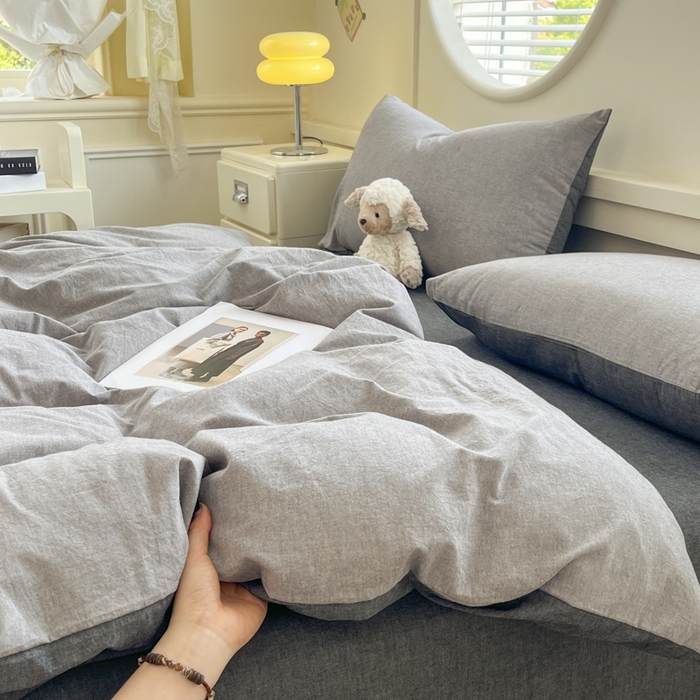 91家纺网 家纺一手货源 找家纺 菡宝 【不断货 预留5公分缩水】a类母婴级纯棉被罩全棉色织水洗棉被套单件 支持定制定做尺寸 简约灰色